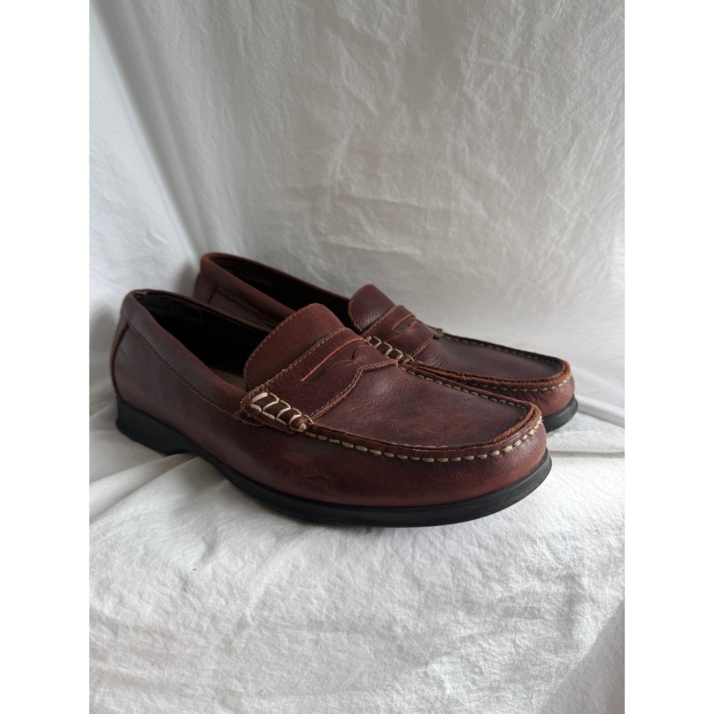 Dexter Mens Penny Loafers Brown Leather Handcrafted Moc Toe Shoes 11349
